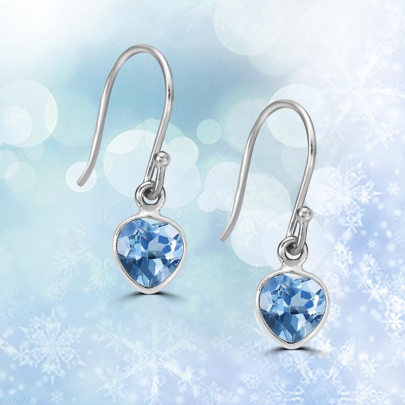 Blue Topaz Heart Drop Earrings
